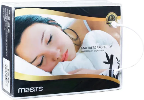 Vista 8 de Masirs Funda de colchón con cremallera - Impermeable, transpirable, silenciosa, lavable a máquina, suave parte superior de rizo para un cómodo sueño