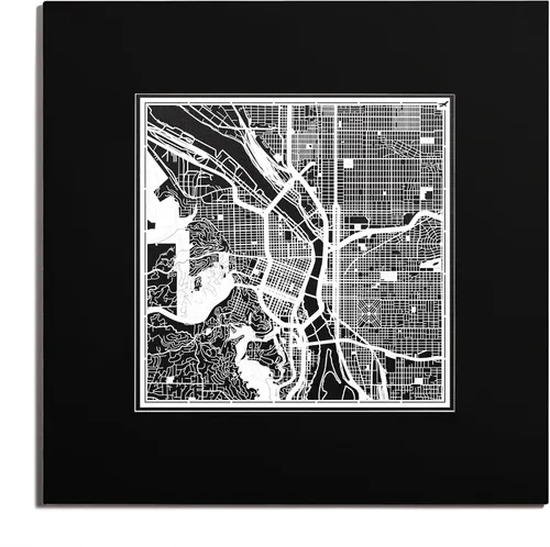 Vista 22 de O3 Design Studio San Diego, CA Paper Cut Map Matted Grey 20x20 in Paper Art