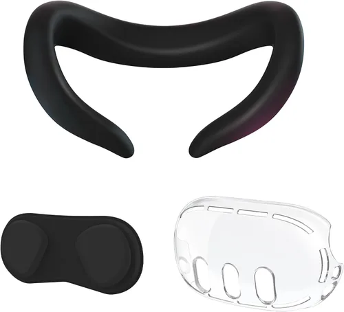 Vista 6 de MOJOXR Silicone Face Cover, Clear Shell Cover, Lens Cover and Upgraded Controller Grip Cover Compatible with Quest 3