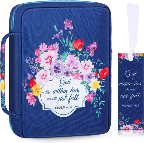 Vista 12 de Laumoi Funda para la Biblia para mujer, funda de Biblia floral de 10 pulgadas, bolsa protectora portátil para suministros de estudio bíblico, Varios
