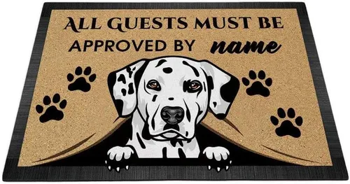 Vista 13 de Tapete personalizado con nombre de perro que mira al perro Cocker Spaniel, todos los invitados deben ser aprobados por alfombras para decoración