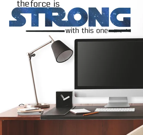 Vista 4 de Calcomanías de pared RoomMates RMK3077SCS del clásico de Star Wars La Fuerza es poderosa, 35,25 pulgadas x 10 pulgadas