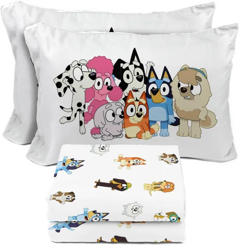 Vista 10 de Juego de sábanas para niños Sunny Side Up incluye sábanas y funda de almohada - 100% ropa de cama de microfibra y decoración para la habitación Azul