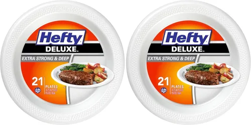 Vista 6 de Hefty Platos de espuma extra fuertes y profundos, redondos, blancos, 10.25 pulgadas, 21