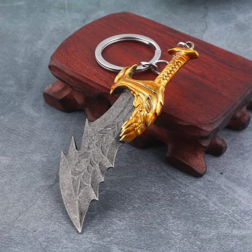 Vista 5 de SONGCHANGJEWELRY Game God of War Llaveros Kratos Blades of Chaos Cosplay Metal Llavero Cuchillas del Caos Regalos Hombres Adolescentes