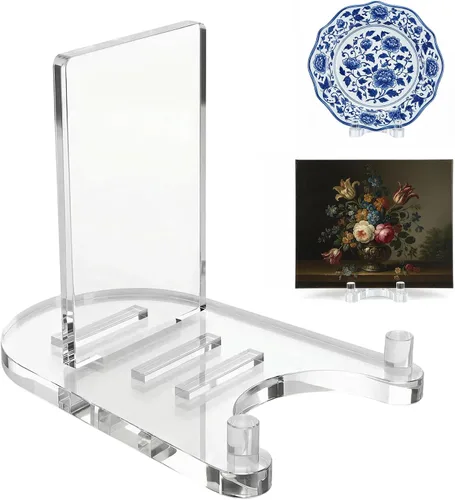Vista 9 de Caballete de Exhibición Acrílico, Soporte de Bandeja para Exhibición, Soporte de Exhibición Transparente Ajustable para Bandeja de 4" a 8", Libro
