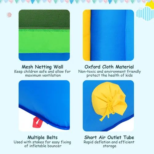 Vista 7 de COSTWAY Casa inflable de la despedida de los niños juega la diapositiva de salto del castillo de la bola con el soplador de 480W