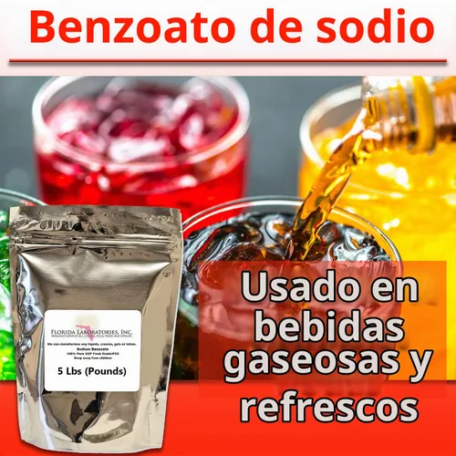 Vista 3 de Benzoato de sodio 99% USP/FCC Grado 5 Lb (Libra) Conservante, Aditivo