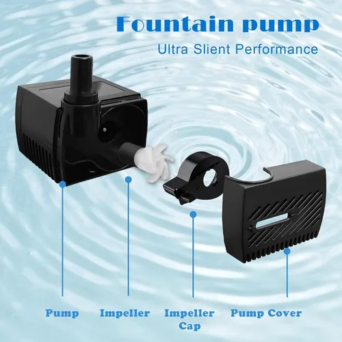 Vista 4 de Mini bomba de agua sumergible de 4 W, 40 GPH, bomba de fuente pequeña para estanque, acuario, pecera, fuente de mesa, fuente para mascotas, fuente