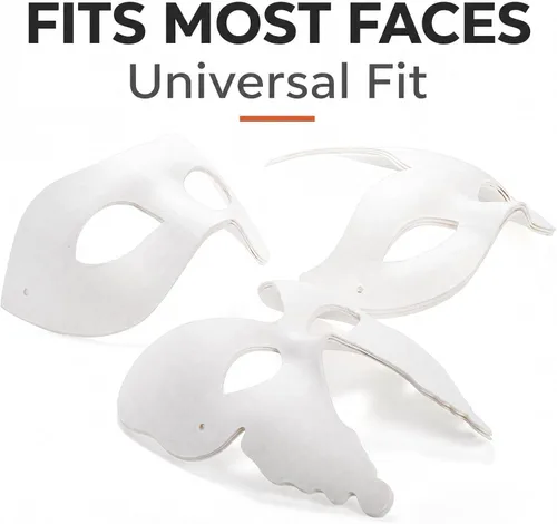 Vista 4 de Nicunom Paquete de 30 máscaras de papel maché, máscaras en blanco para pintar para mascarada, máscaras blancas de media cara, máscara