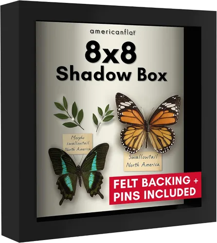 Vista 10 de Americanflat Marco de caja de sombra de 5 x 7 con vidrio inastillable, colección Silhouette - Caja de sombra pequeña para exhibición de mesa y pared