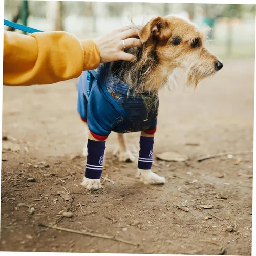 Vista 7 de ORFOFE 4 coderas para mascotas, calentadores de piernas de perro de punto suave, fundas para articulaciones lavables para mayor comodidad