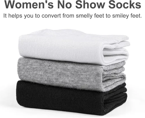 Vista 7 de CHARMKING Calcetines invisibles para mujer, 6 pares de calcetines invisibles antideslizantes para mujer, calcetines delgados de corte bajo