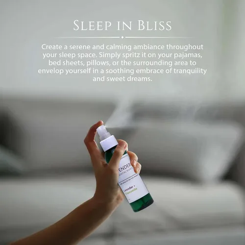 Vista 4 de Spray de lavanda para dormir, almohadas, ropa de cama y pijamas, aroma natural calmante de lavanda y manzanilla con energía de amatista y reiki.