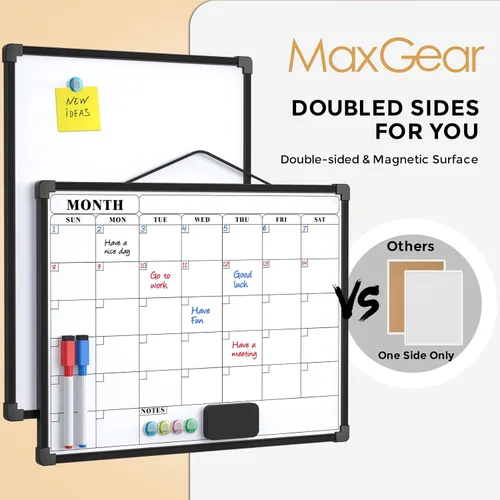 Vista 3 de MaxGear - Calendario mensual de borrado en seco para pared, 16 x 12 Negro