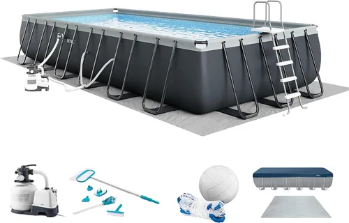 Vista 11 de Intex 18' x 9' x 52" Ultra XTR Conjunto de piscina rectangular de estructura con bomba - Piscina grande rectangular sobre el suelo para el patio