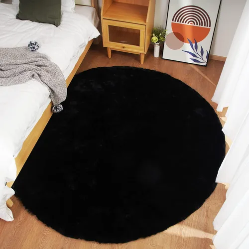 Vista 52 de Ghouse Alfombra ultrasuave de pelo sintético de conejo 2x3, alfombras lavables a máquina para dormitorio, alfombras esponjosas para sala de estar