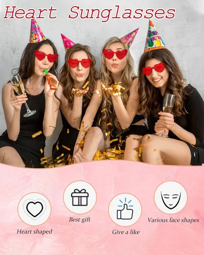 Vista 6 de Salfboy Gafas de sol de corazón para mujer, color caramelo, gafas de sol de despedida de soltera regalos de fiesta