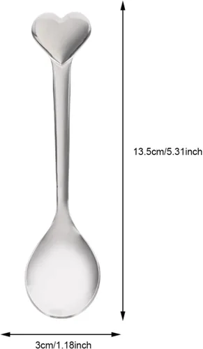 Vista 7 de Cucharas Cucharas de café con forma de corazón, cuchara de postre de acero inoxidable, cucharas de helado, cucharas de té, cucharas de amor