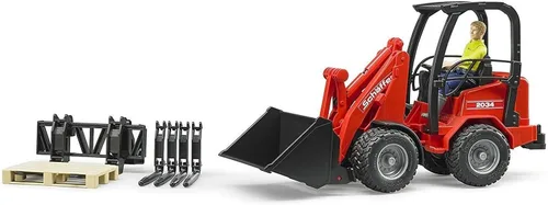Vista 3 de Bruder Schaeffer Compact Loader 2034 - Vehículo de granja y construcción para juego de simulación realista, caja de arena o diversión al aire libre