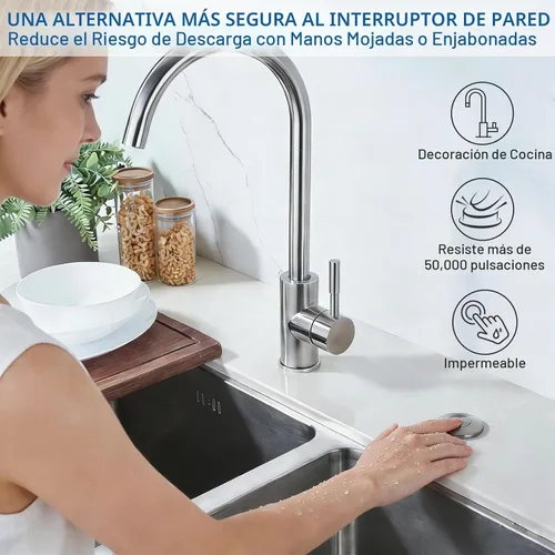 Vista 8 de BESTILL Kit de Interruptor de Aire para Triturador de Basura - Certificado UL, Latón 2.95" Corto para Parte Superior del Fregadero, Botón de Níquel
