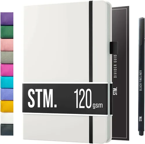 Vista 32 de Cuaderno de cuadrícula de puntos con viñetas Cuadernos diarios A5 para escritura personal, trabajo, mujeres papel grueso de 120gsm, tapa dura