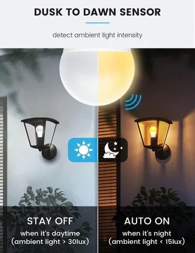 Vista 2 de Torkase Bombillas LED para exteriores del anochecer al amanecer, no requiere temporizador, 13 W (equivalente a 100 W), 3000 K, blanco cálido, E26 A19