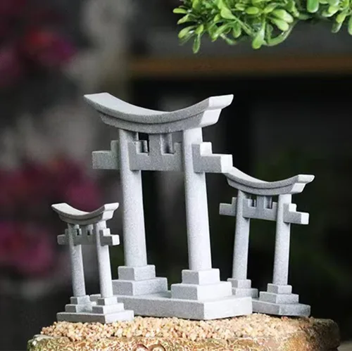 Vista 2 de livelyfish Decoraciones de acuario asiático japonés Shinto Torii puerta pecera decoraciones en miniatura santuario estilo japonés adorno submarino