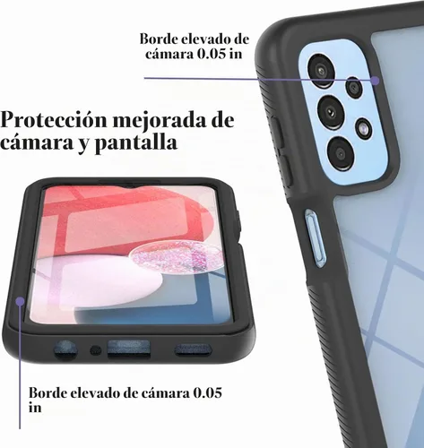 Vista 5 de Funda para Samsung Galaxy A13 LTE 4G, Samsung A13 LTE Funda para teléfono con protector de pantalla integrado, cubierta trasera delgada transparente
