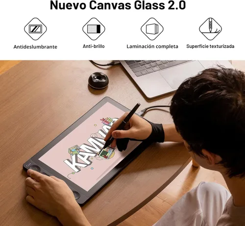 Vista 2 de HUION Kamvas 13 (Gen 3) - Tableta de dibujo con pantalla, tableta artística totalmente laminada de 13.3 pulgadas con vidrio de lona antirreflejos