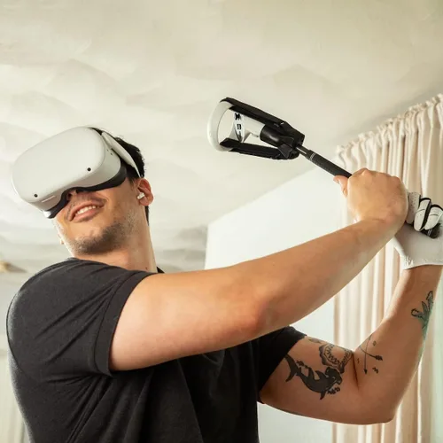 Vista 7 de GimmeVR VR Golf Club Handle Accessory Compatible with Oculus Quest 2 and Rift S, Realistic Grip Handle Attachment with Weighted Balance, Golfing