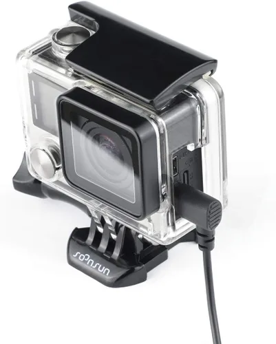 Vista 3 de SOONSUN Carcasa de esqueleto con micrófono externo para GoPro Hero 4/3+/3