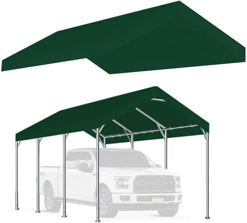 Vista 7 de Cobertura superior de toldo de repuesto mejorada de 10 x 20 pies para cochera, tienda de campaña, fiesta, con cuerdas elásticas de bola