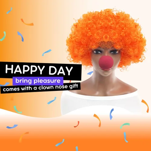 Vista 6 de Everfun Peluca afro corta rizada y esponjosa para mujeres y hombres, cosplay, fiesta de anime, Navidad, Halloween, divertidas, pelucas de payaso