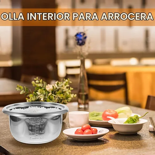 Vista 6 de Cabilock Arrocera de acero inoxidable, olla interior de acero inoxidable, olla de arroz multiusos de gran capacidad para cocinar en casa
