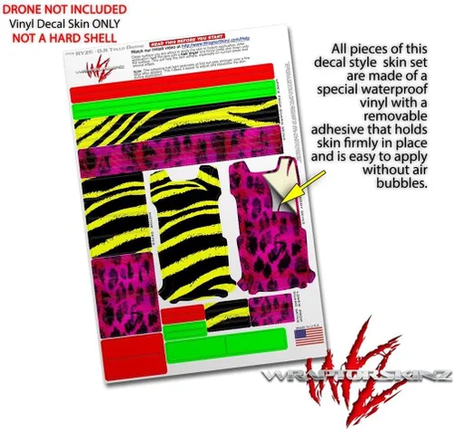 Vista 4 de Skin Decal Wrap 2 Pack para DJI Ryze Tello Drone Zebra Amarillo Drone No Incluido