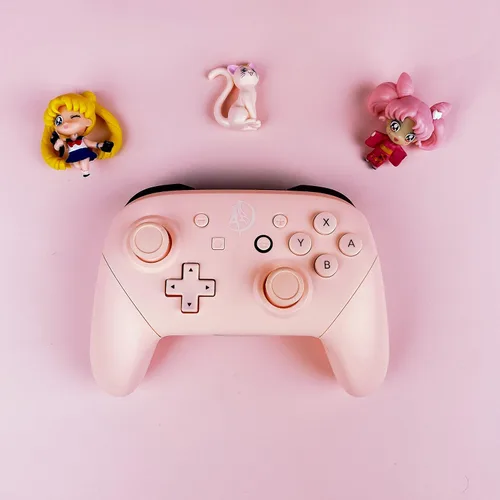 Vista 6 de BelugaDesign Sailor Moon Pro Controller Cute Kawaii Pink Peach Pastel Bluetooth Wireless Anime Accessory with Charging Cable Compatible with