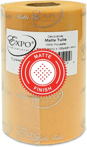 Vista 53 de Expo International Tul mate decorativo, rollo/carrete de 6 x 100 yardas, tela de tul de poliéster ligera para tutús, disfraces y decoraciones