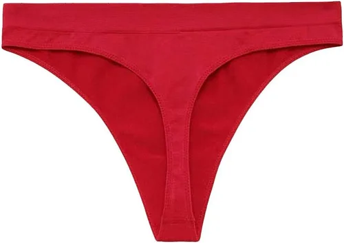 Vista 3 de Tangas francesas de cintura alta bragas de alta elasticidad sin costuras tangas Paquete de 3 Rojo