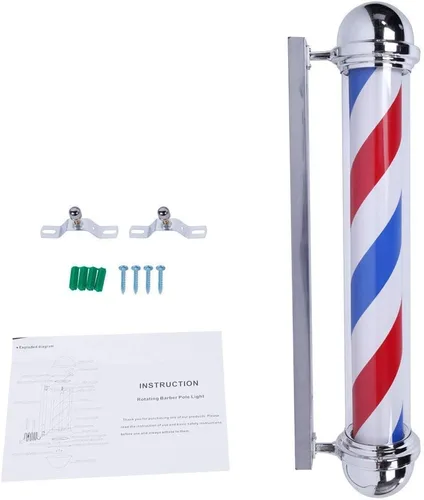 Vista 3 de Mefeir signo de "open" con luz LED para peluquería/barbería, rojo blanco, azul, impermeables con ahorro de energía. 30