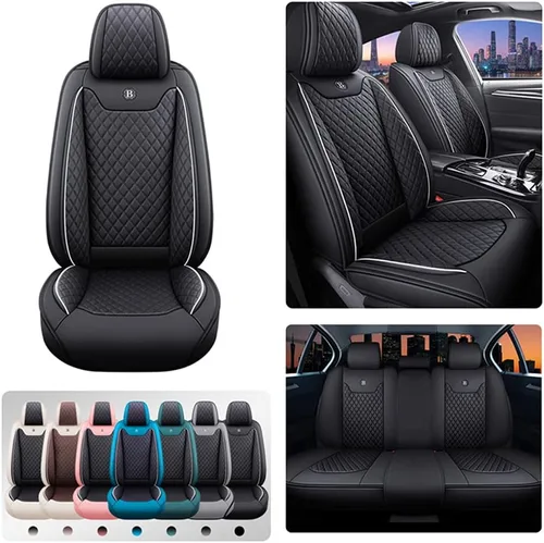 Vista 7 de Fundas de asiento de coche para 1 Series 114 116 118 123 125 140 5seat Front Rear Row PU cuero impermeable protector de asiento de coche negro