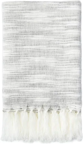 Vista 10 de Hofdeco Manta decorativa moderna con flecos para sofá y sofá, 50 x 60 pulgadas, textura elevada, gris oscuro y blanco