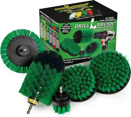 Vista 11 de Useful Products - Juego de 5 cepillos de limpieza ultra rígidos Black Drillbrush - Kit de accesorios de cepillo de parrilla no metálico para taladro