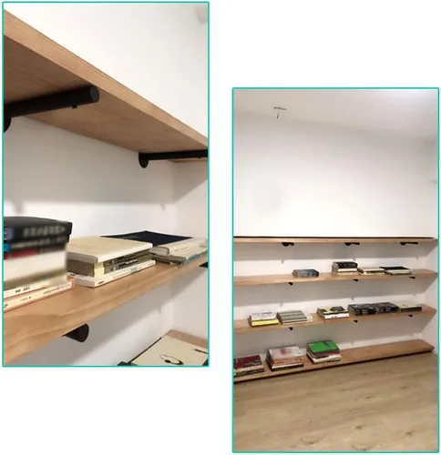 Vista 7 de Soporte de tubo de hierro flotante oculto, soporte de estante de tubo redondo de pared, soportes para estanterías de bricolaje, resistencia de 88