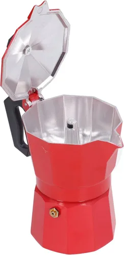 Vista 9 de Cafetera para estufa, 5.1 fl oz, 3 tazas de aluminio estilo italiano clásico, válvula de alivio de seguridad integrada con mango ergonómico