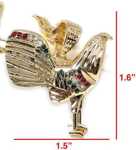 Vista 2 de Colgante de gallo de pollo chapado en oro Figaro 26 0197in Gallo Medalla Oro Laminado