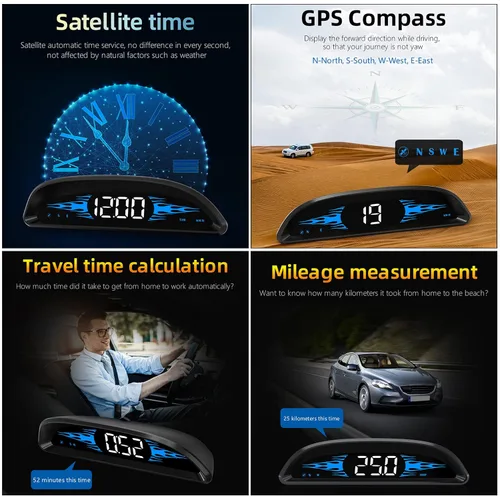 Vista 8 de Pantalla de visualización frontal de coche Digital GPS Navegación Velocímetro GPS Sistema Dual Pantalla de visualización