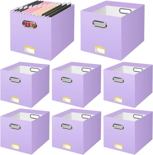 Vista 55 de BALEINE Caja organizadora de archivos, organizador de carpetas de archivos de cartón con asa para tamaño carta, caja de archivos plegable portátil