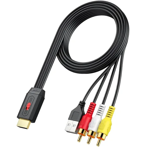 Vista 9 de Neoteck - Cable convertidor RCA a HDMI de 7.9 in/0.66 pies AV a HDMI