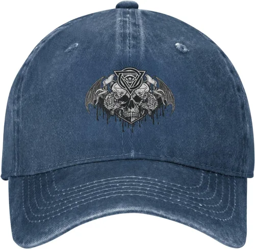 Vista 2 de Cowboy Hat Trendy Hats for Man and Women Djustable Four Season Outdoor Baseball Cap of Hell Skull with Angel Navy Blue